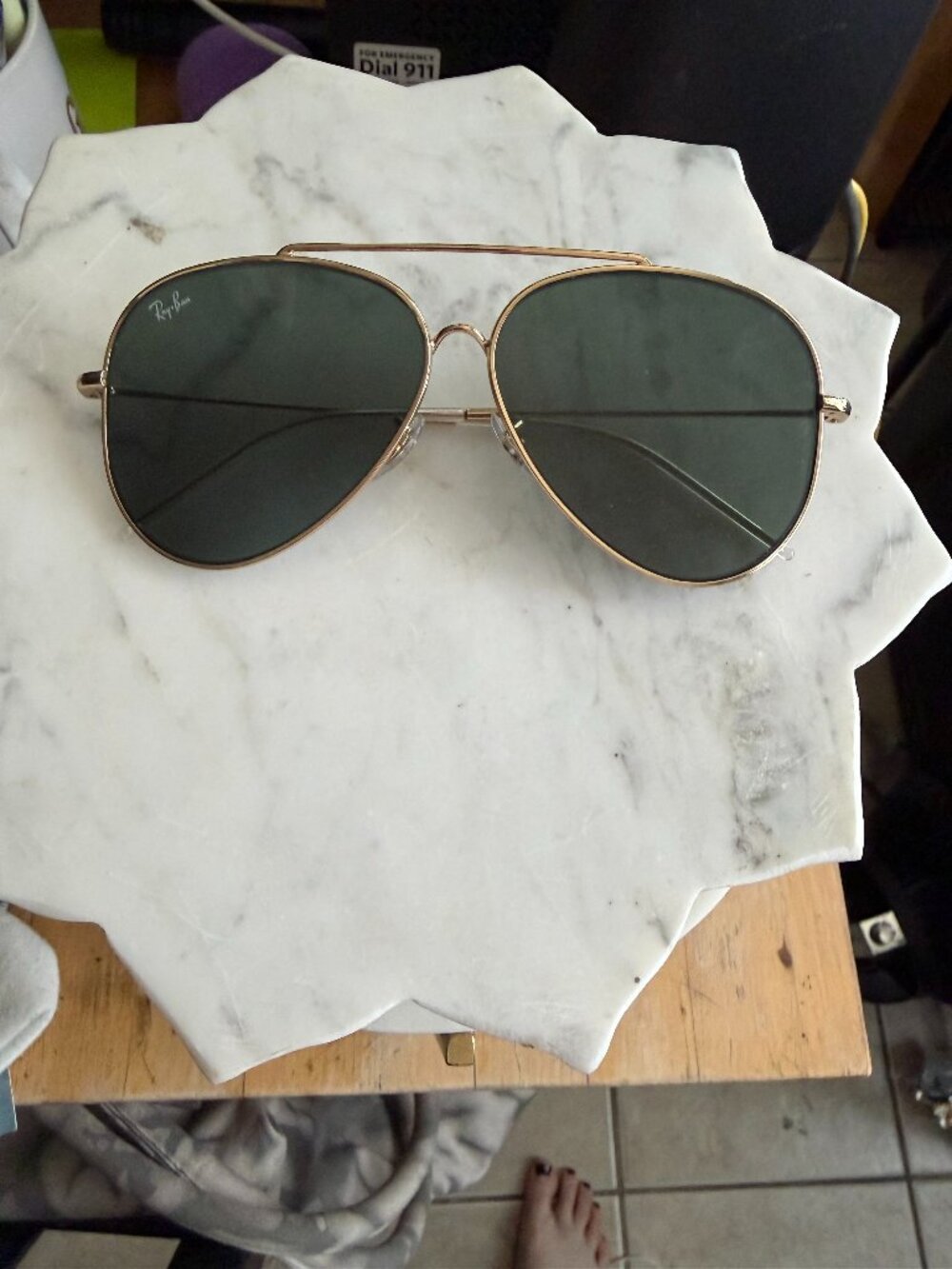 Ray-Ban Aviator Reverse RBR0101S Gold Green Lens 59-11 Sunglasses With Case